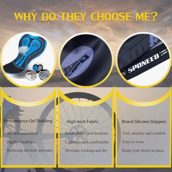 Sponeed Bicycle Shorts Thick Padded Seat Saddle Black Gray Cycling Large Men - Picture 4 of 14